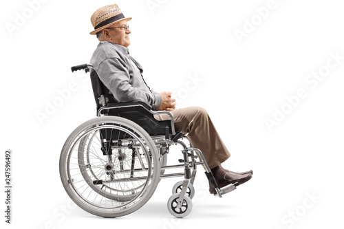 Elderly man sitting in a wheelchair
