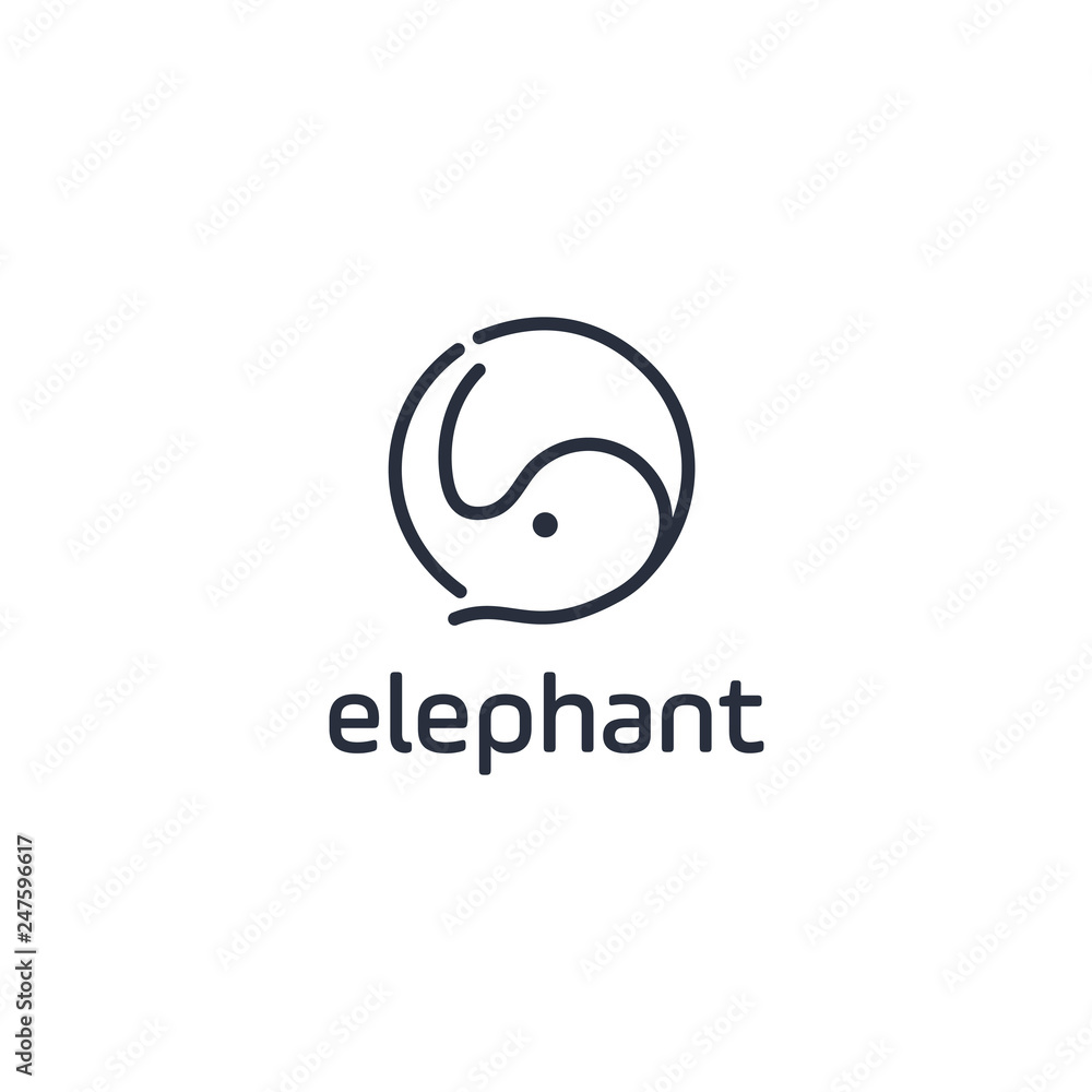 Negative space zoo, abstract elephant vector logo design. Creative linear animal logotype for illustration Negative space zoo, abstract elephant vector logo design. Creative linear animal logotype for illustration