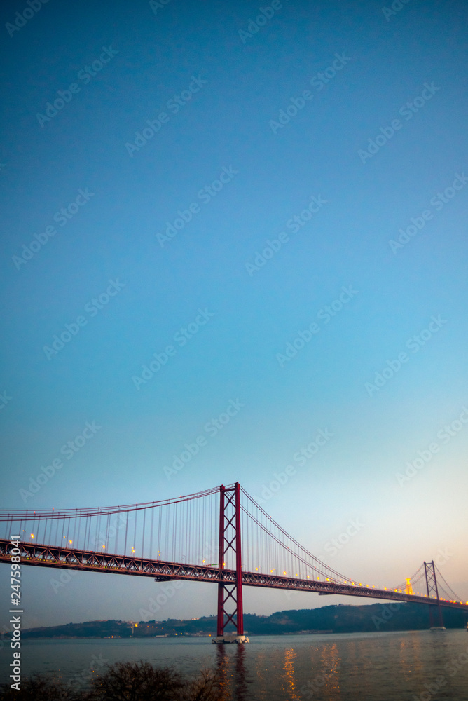 Fototapeta premium 25 april bridge landscape in Lisbon, Portugal