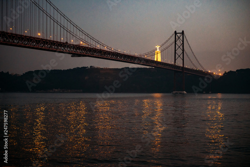 25 april bridge landscape and Christ the King in Lisbon, Portugal © DavidPrado