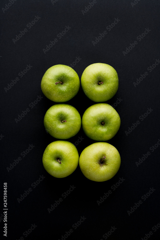 Granny Smith Apple On Black Background Granny Smith Apple On Black Background