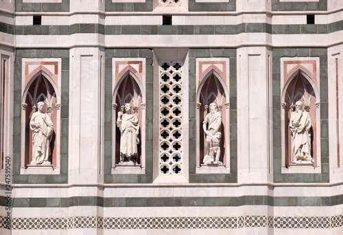 Fototapeta Naklejka Na Ścianę i Meble -  Beardless Prophet, Bearded Prophet, Abraham Sacrificing Isaac, The Thinker, Campanile (Bell Tower) of Cattedrale di Santa Maria del Fiore (Cathedral of Saint Mary of the Flower), Florence, Italy 