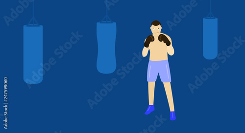 A sport man boxer with gloves