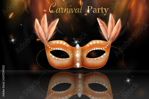 Golden Carnival Mask, Masquerade, Mardi Gras