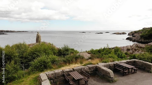 Wallpaper Mural Aerial view. The North Sea coastline of south Norway, Norwegian rocky coast landscape, resting place with benches at shore. Tourist county route road 44 Torontodigital.ca