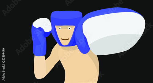 Kick of the boxer with gloves