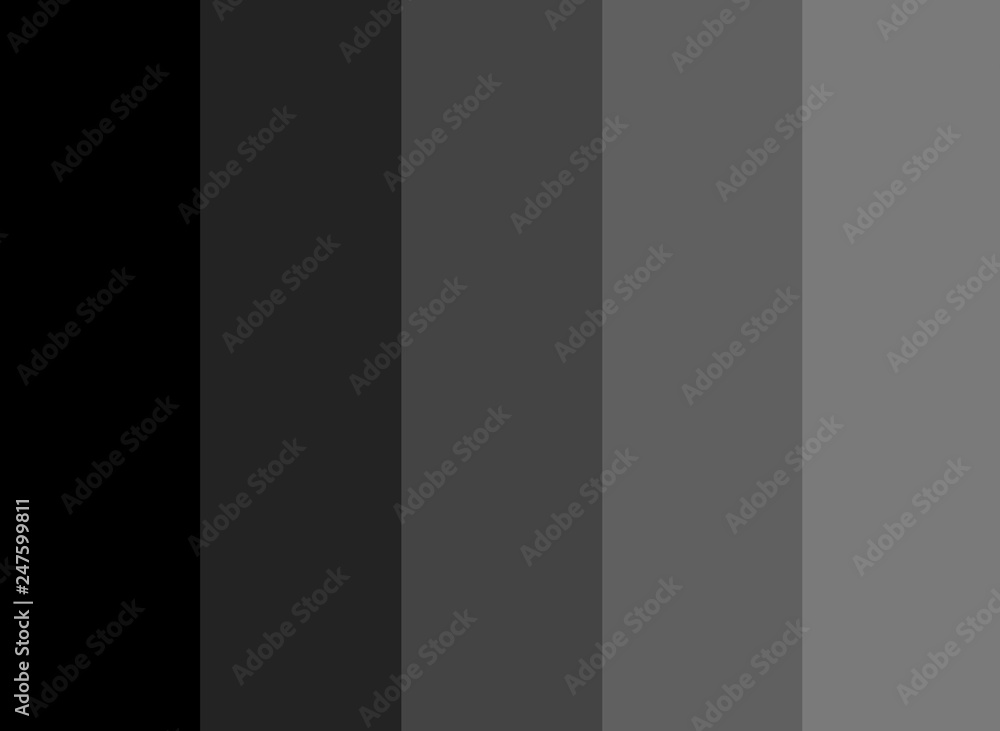 5 Different Shades of Black to Gray Vertical Palette. Grey Colour