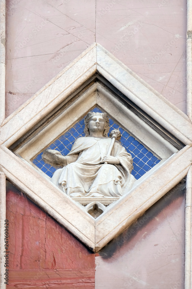 Obraz premium Sun by Collaborator of Andrea Pisano, 1337-41., Relief on Giotto Campanile of Cattedrale di Santa Maria del Fiore, Florence, Italy 