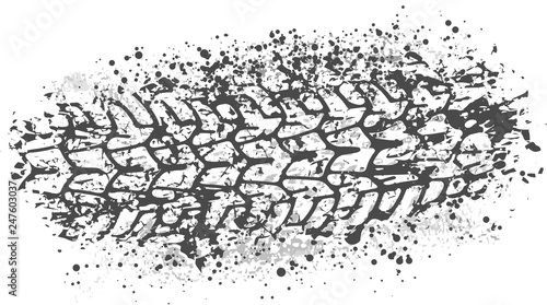 Vector trail design trace of the tyre in grunge style