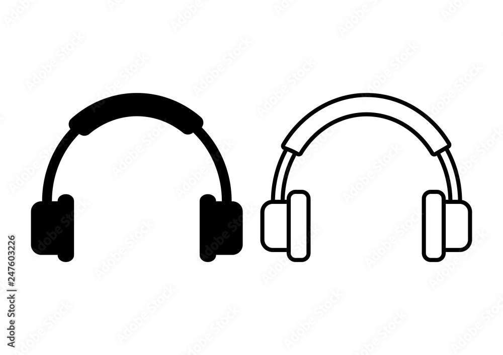Headphone icon, flat and outline design. Vector illustration Headphone icon, flat and outline design. Vector illustration