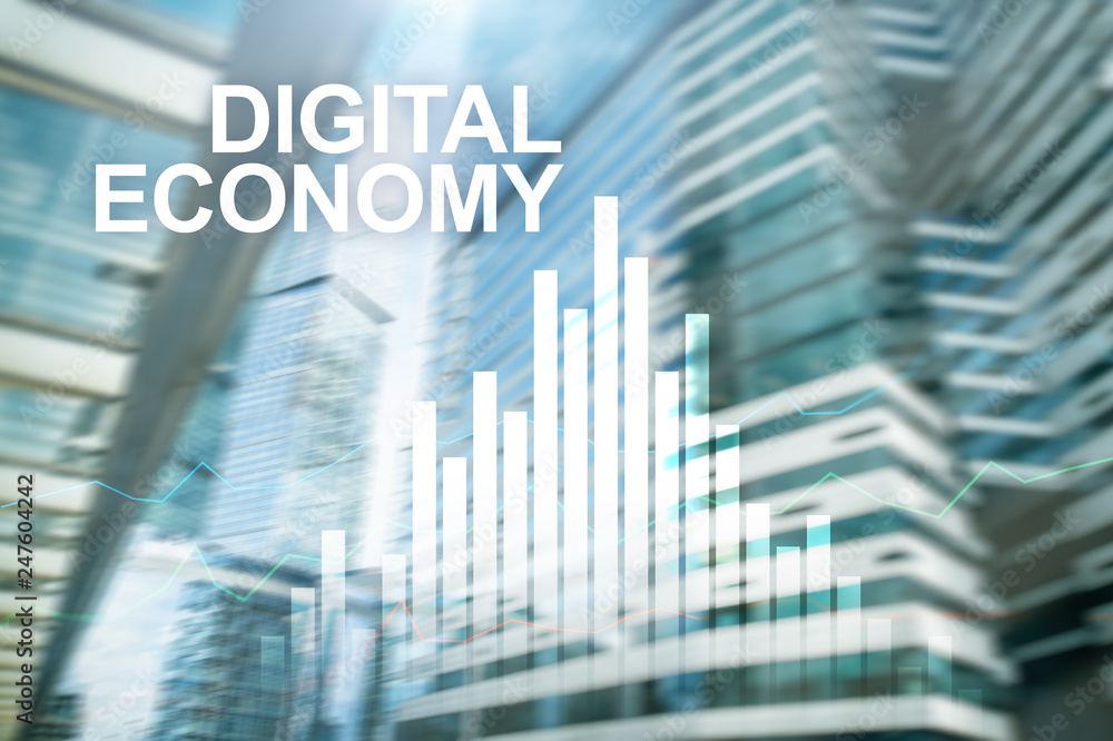DIgital economy, financial technology concept on blurred background. DIgital economy, financial technology concept on blurred background.