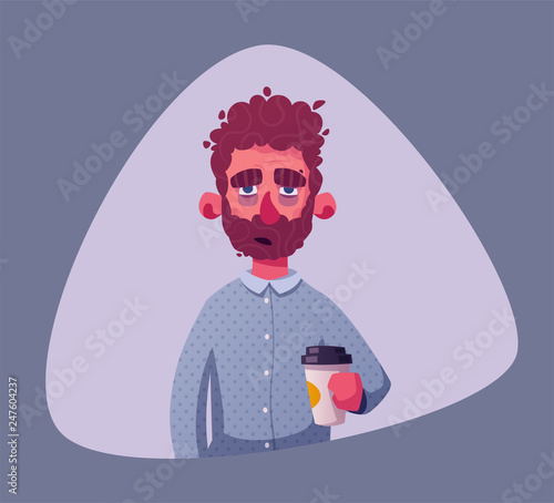 Sleepy businessman character. Cartoon vector illustration. 