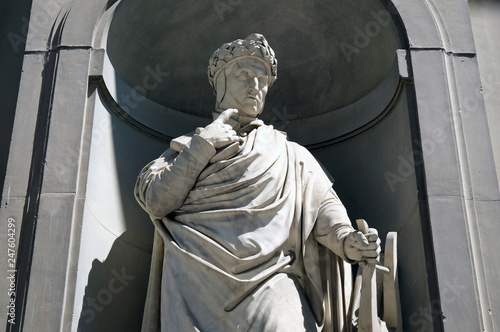Dante Alighieri in the Niches of the Uffizi Colonnade in Florence, Italy. photo
