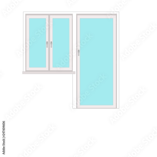 window and balcony glass door vector illustration