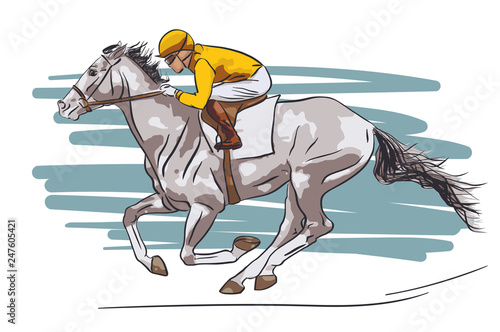 Vector illustration of a horse race competition.