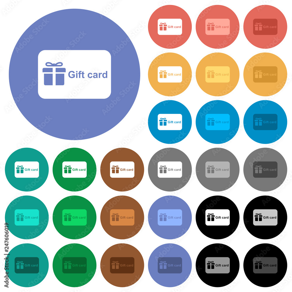 Gift card with text round flat multi colored icons Gift card with text round flat multi colored icons
