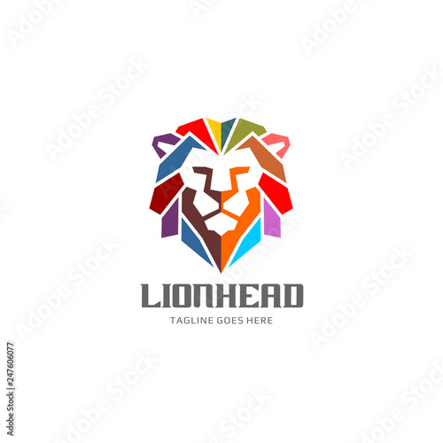 Colorful Lion Head Logo Vector Template