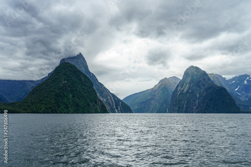 steep coast in the mountains at milford sound  fjordland  new zealand 2