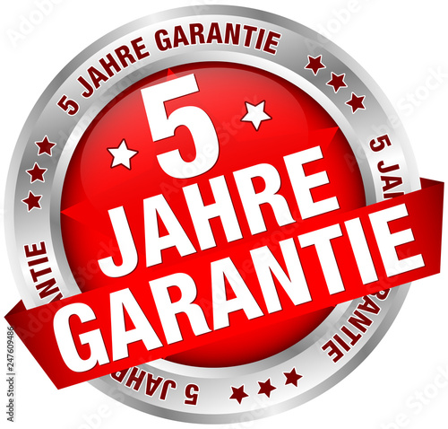Button Banner "5 Jahre Garantie" rot/silber