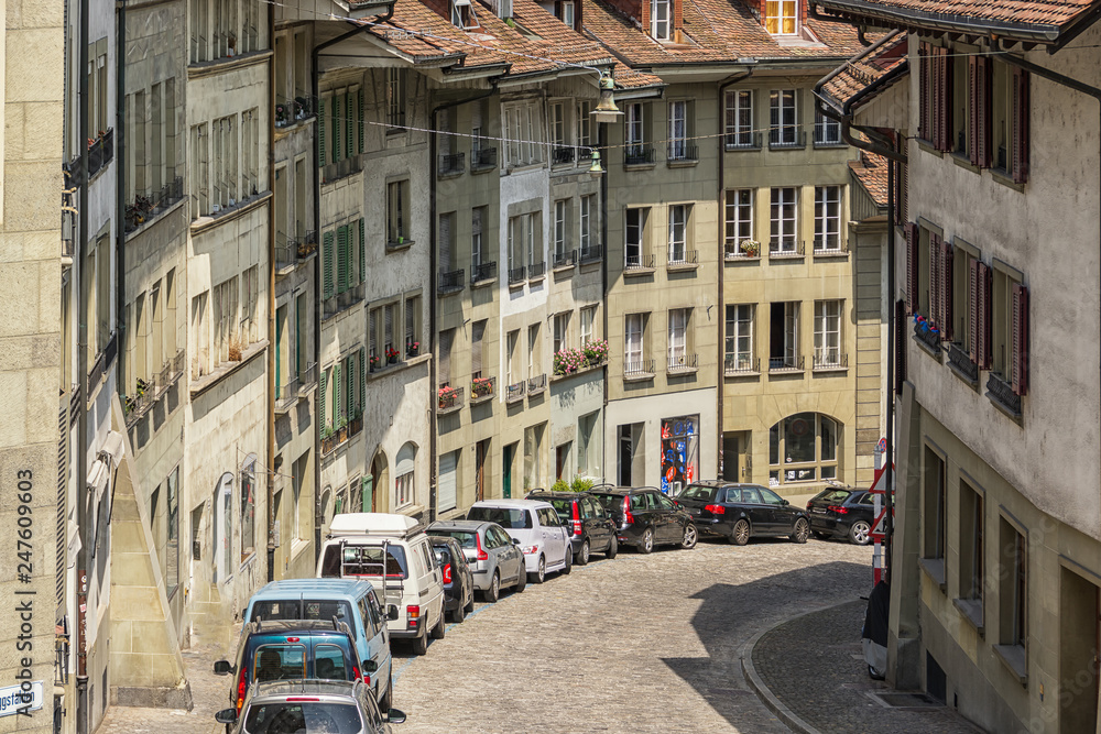 Quiet street in the center of Bern, Switzerland