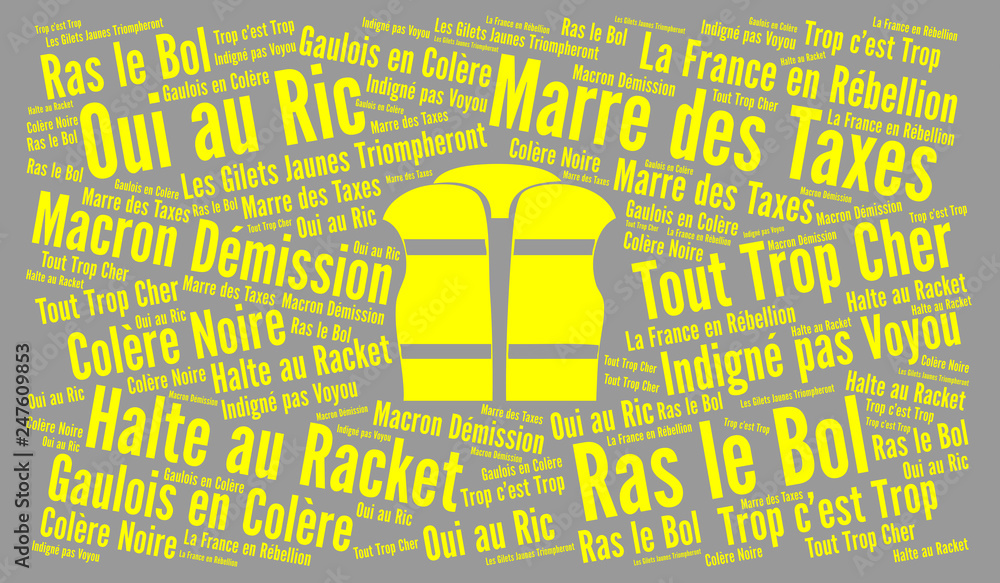 Slogans gilets jaunes nuage de mots Stock Illustration | Adobe Stock