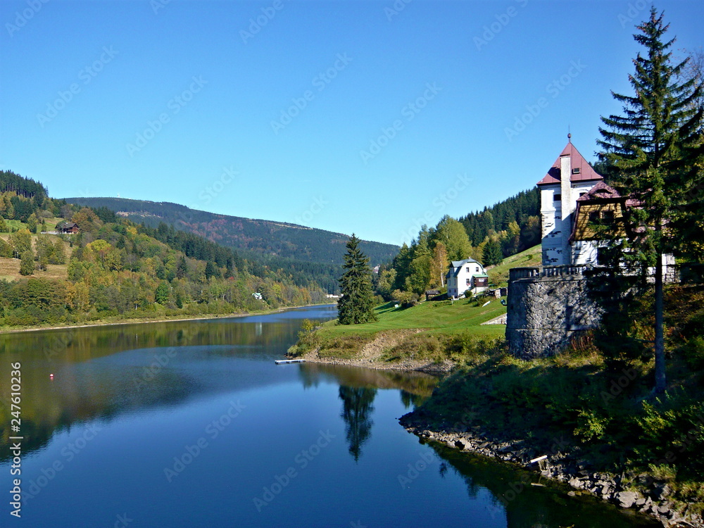Czech republic-dam on the river Elbe in Giant Mountains