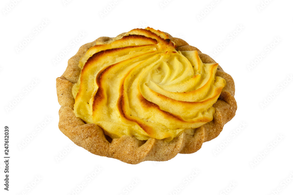 cheesecake with potatoes on a white background cheesecake with potatoes on a white background