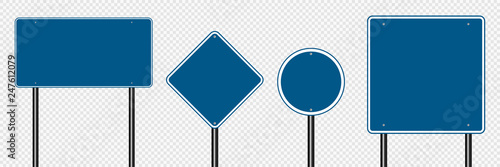 Symbol set sign road blue on transparent background