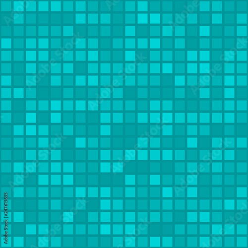 Abstract seamless pattern of small squares or pixels in light blue colors