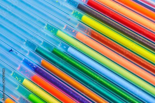Writing materials. Colored gel rods for pens