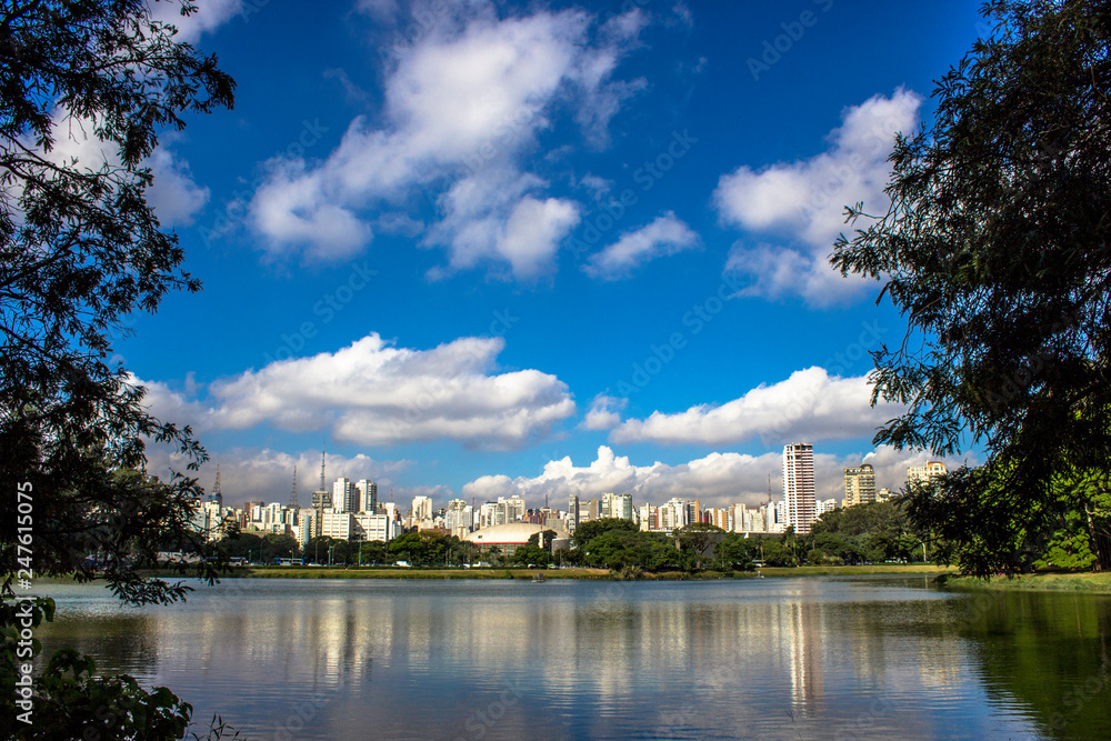 Obraz premium São Paulo, Brazil, December 19, 2013. Lake in Ibirapuera Park