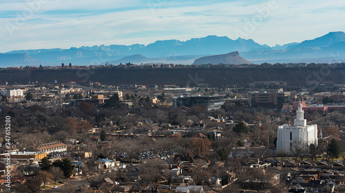 St. George, Utah, USA - January 6, 2019 - The  Mormon temple in St. George, Utah was completed in 1877 and was the third temple for the Church of Jesus Christ Latter Day Saints