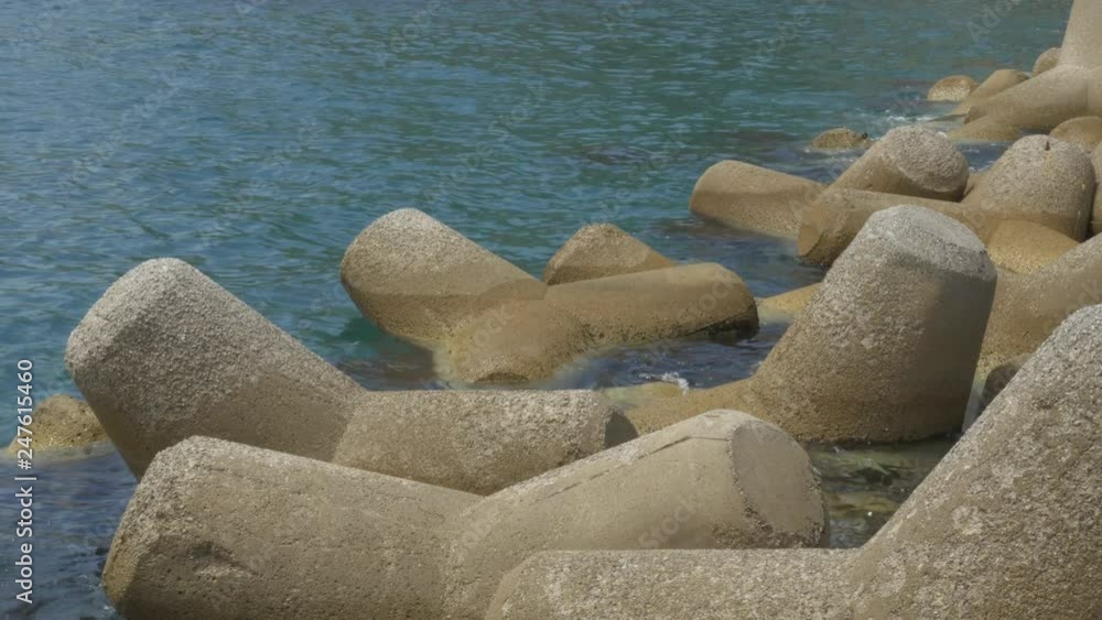 Concrete blocks used to protect pier from wave erosion. Amalfi, Italy. Concrete blocks used to protect pier from wave erosion. Amalfi, Italy.