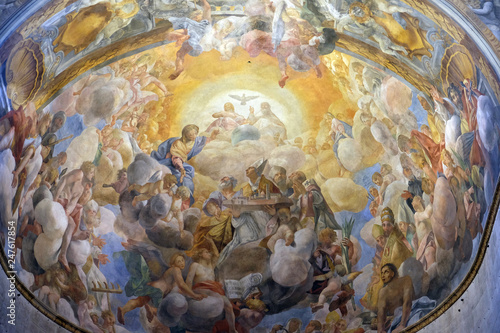 Fresco painting on the ceiling of the Cathedral of St Martin in Lucca, Italy
