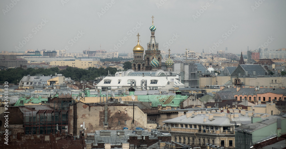 Roofs of Saint Petersburg, view of the Church of the Savior on Blood.