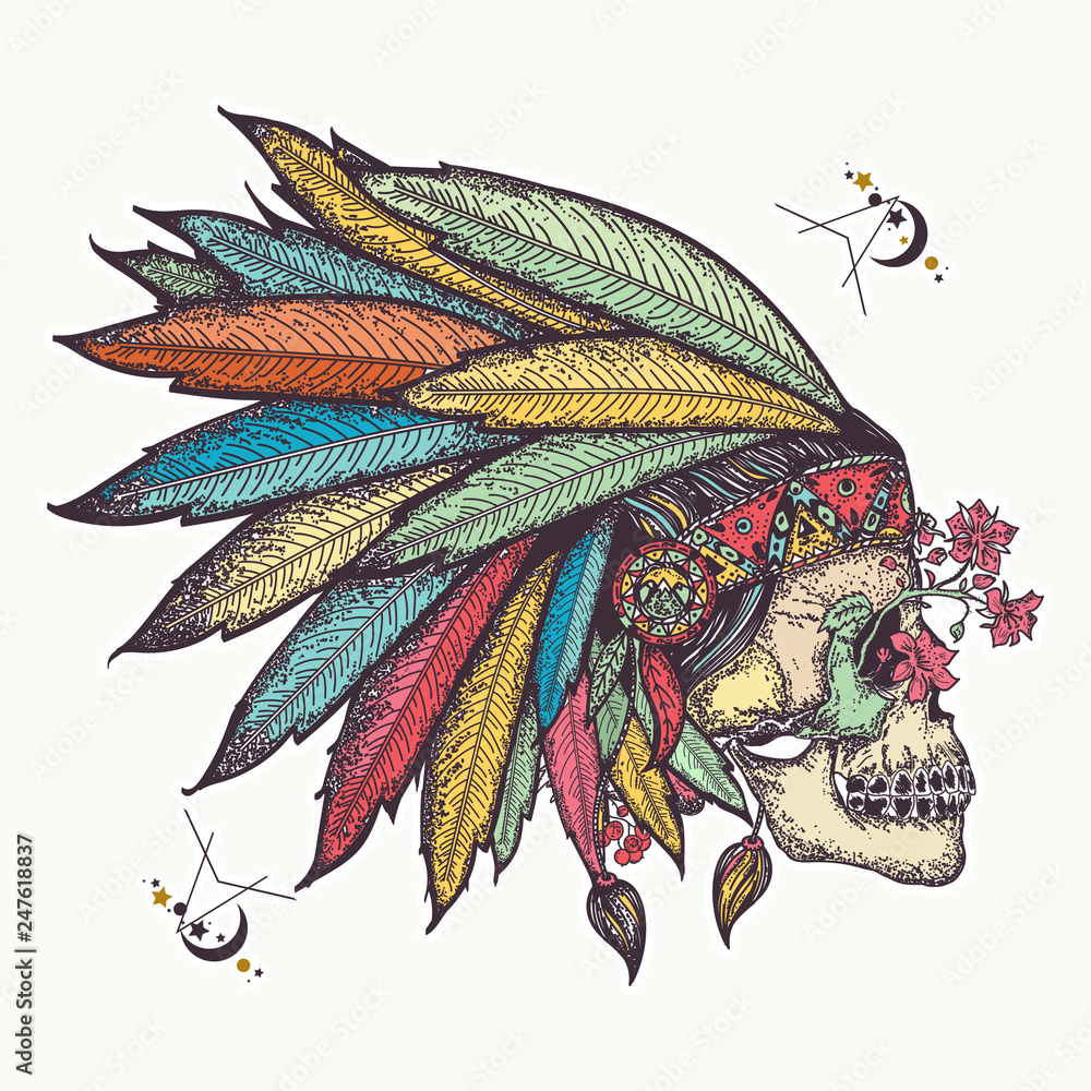 Indian Warrior Skull Temporary Tattoo – TattooIcon