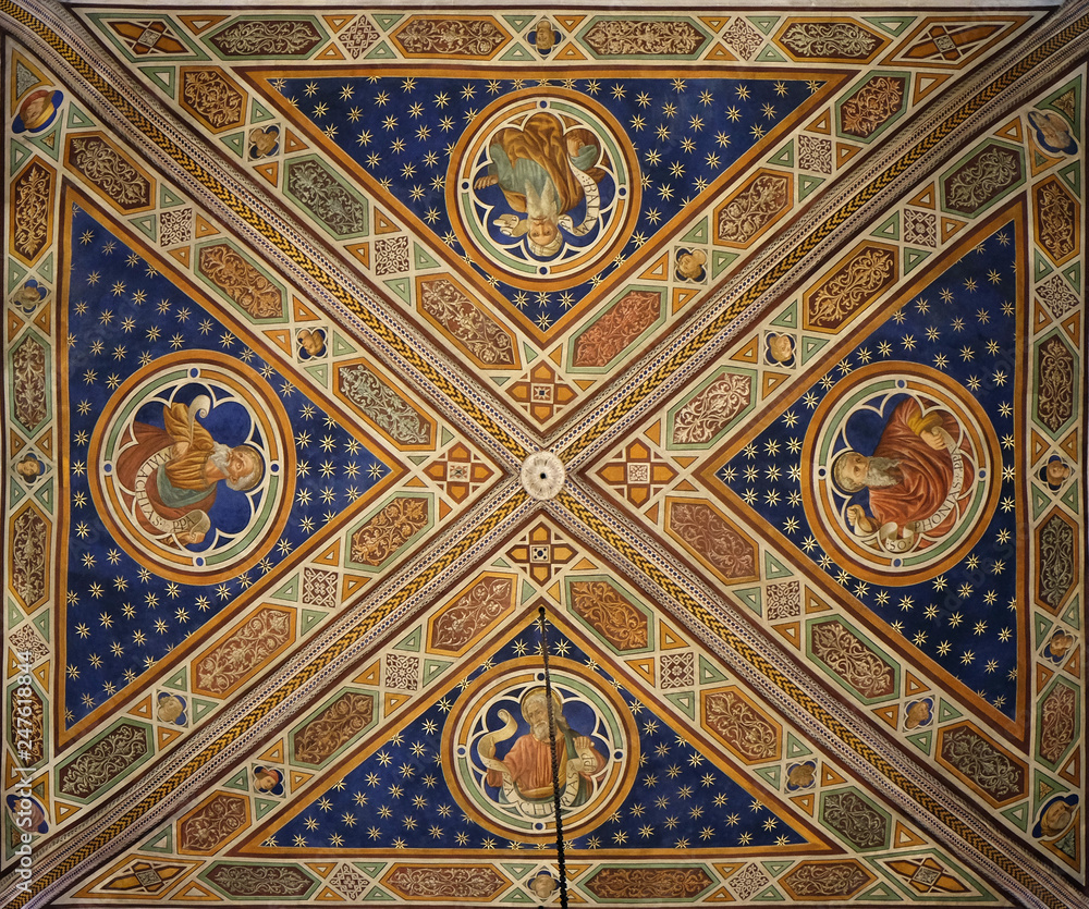 Fresco painting on the ceiling of the Cathedral of St Martin in Lucca, Italy