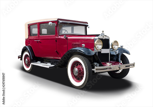 Antique car isolated on white