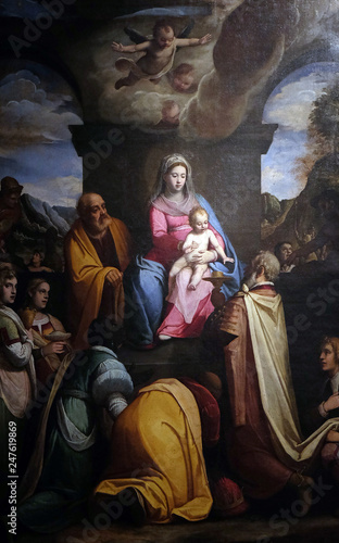Foto Altarpiece depicting Adoration of the Magi, work by Federico Zuccari in Cathedral of St