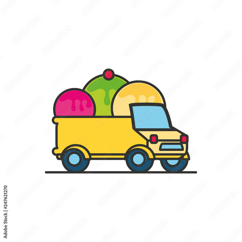 Fototapeta premium ice cream car isolated icon