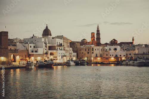 View of a nice fishing harbor and marina in Monopoli  Puglia region  Italy