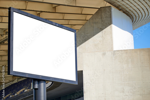Stadium Billboard with Blank White Isolated Clipping Path