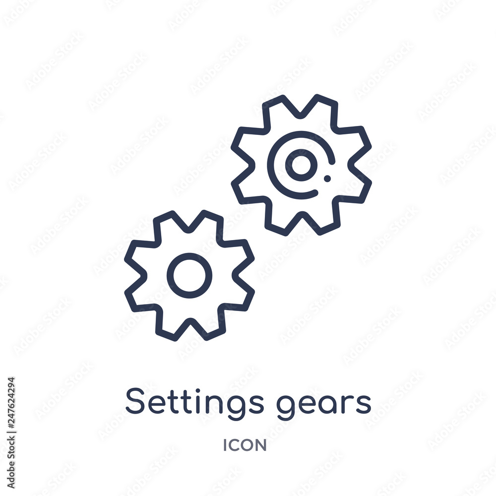 settings gears icon from tools and utensils outline collection. Thin line settings gears icon isolated on white background. settings gears icon from tools and utensils outline collection. Thin line settings gears icon isolated on white background.