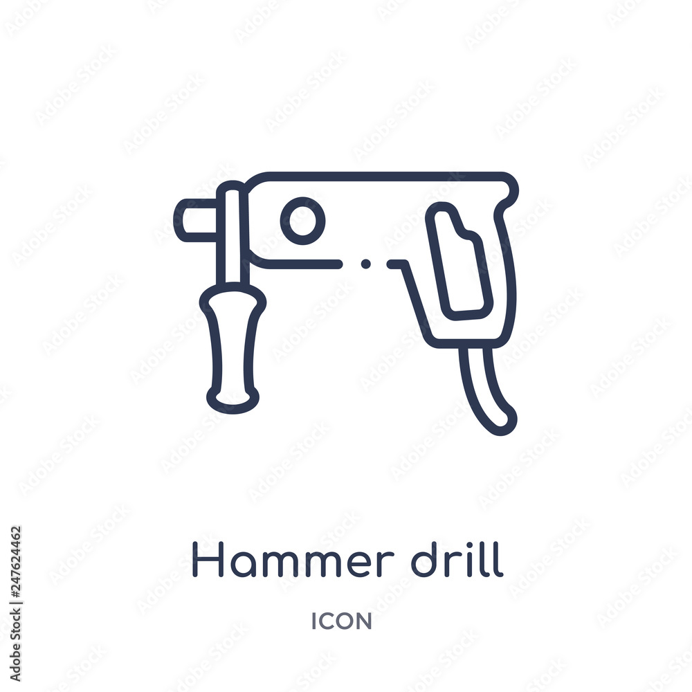 hammer drill icon from tools and utensils outline collection. Thin line hammer drill icon isolated on white background. hammer drill icon from tools and utensils outline collection. Thin line hammer drill icon isolated on white background.