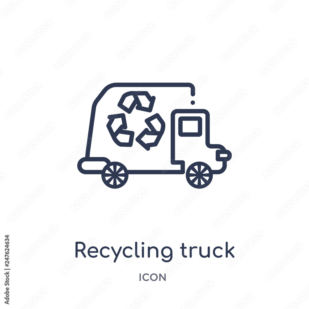 recycling truck icon from transport outline collection. Thin line recycling truck icon isolated on white background.