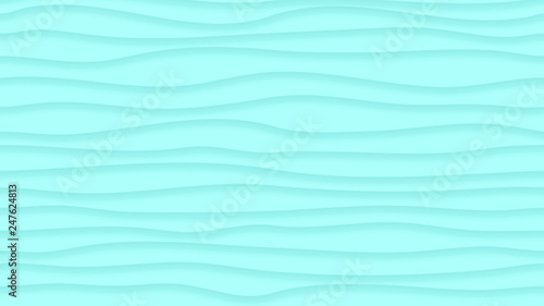 Abstract background of wavy lines with shadows in light blue colors. With horizontal pattern repeat