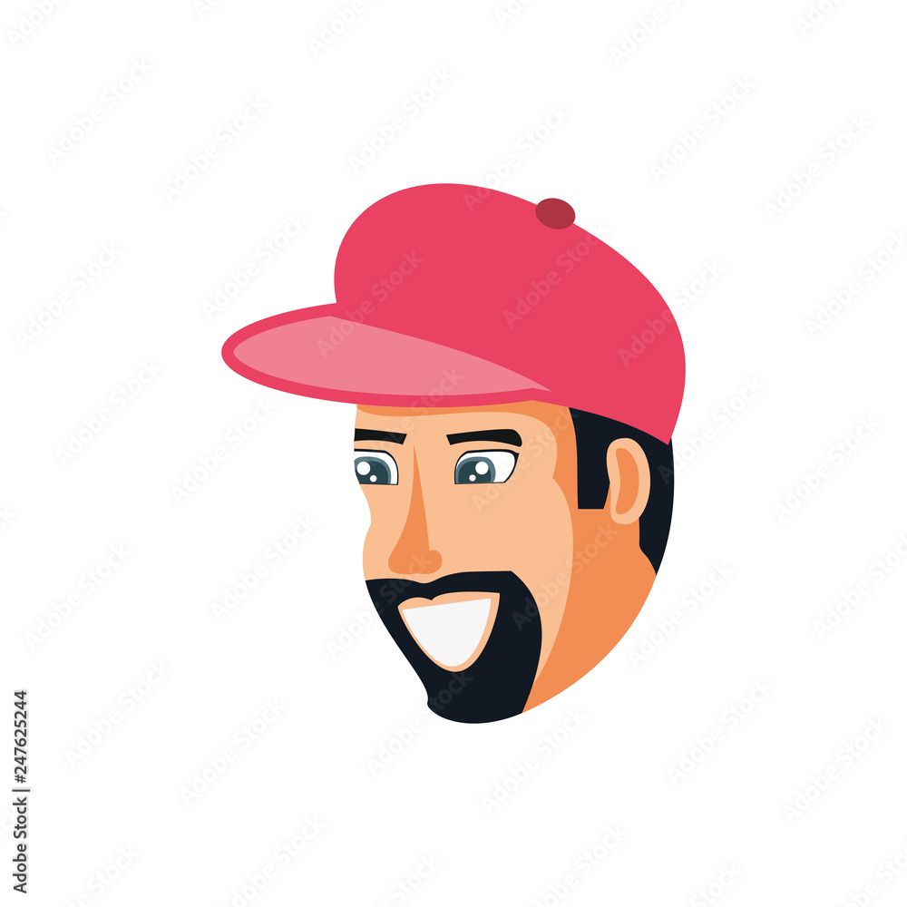 head of man with cap avatar character