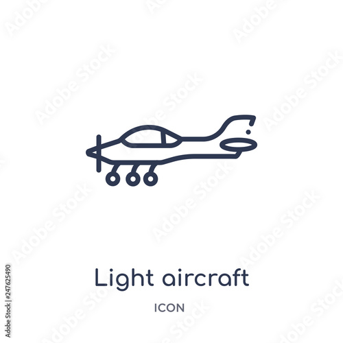 light aircraft icon from transport outline collection. Thin line light aircraft icon isolated on white background.