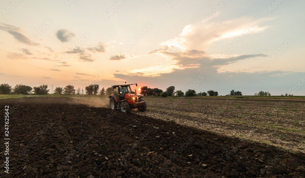 Tractor plowing fields Tractor plowing fields