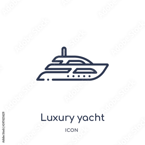 luxury yacht icon from transport outline collection. Thin line luxury yacht icon isolated on white background.